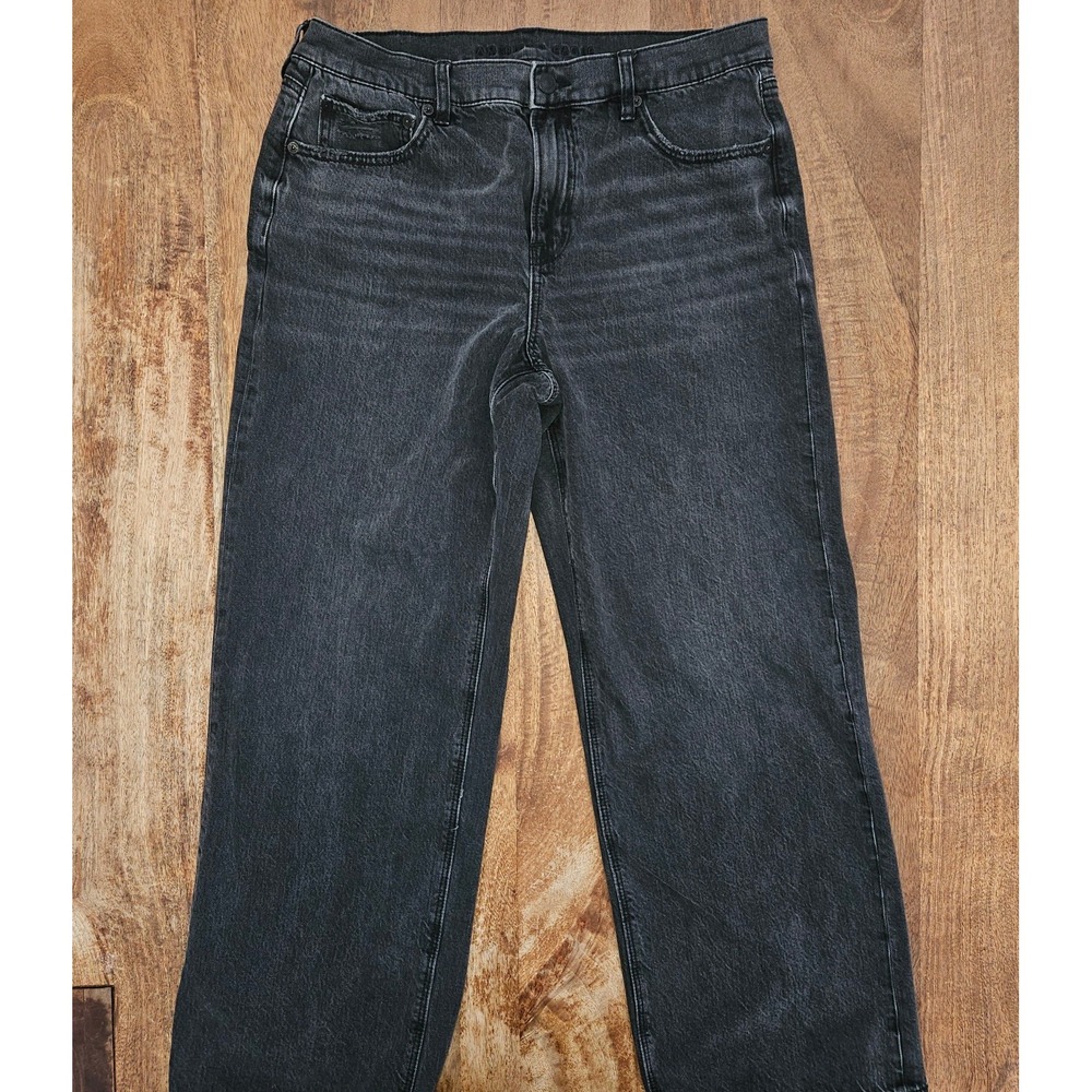 American Eagle Strigid Jeans Women's 10 Black Denim Faded Straight Leg